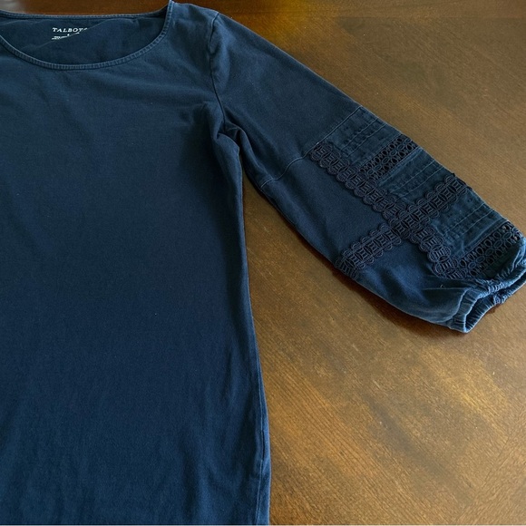 Talbots | Navy Top with Balloon Crochet Sleeves - Picture 6 of 8